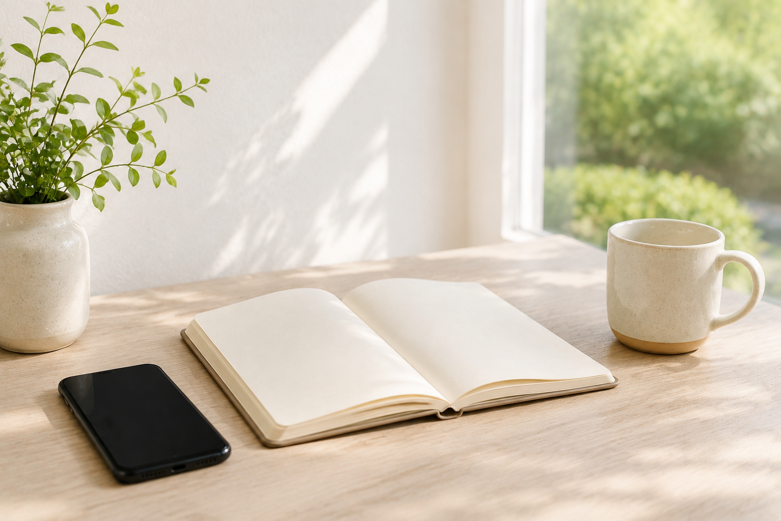 A phone beside an open diary in a business workspace